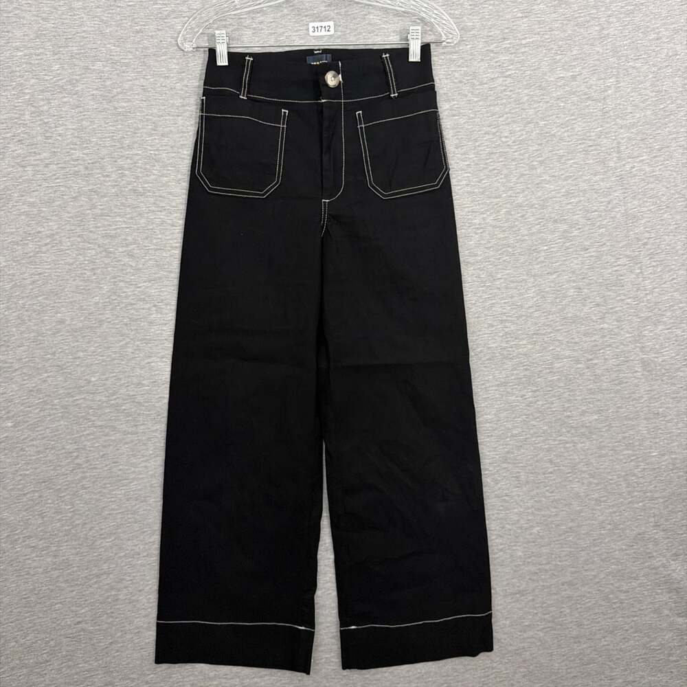 Maeve Women's Size 26 Black Linen Blend The Colette Wide Leg Stretch Pants
